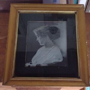 Antique Gold Framed Black and White Portrait